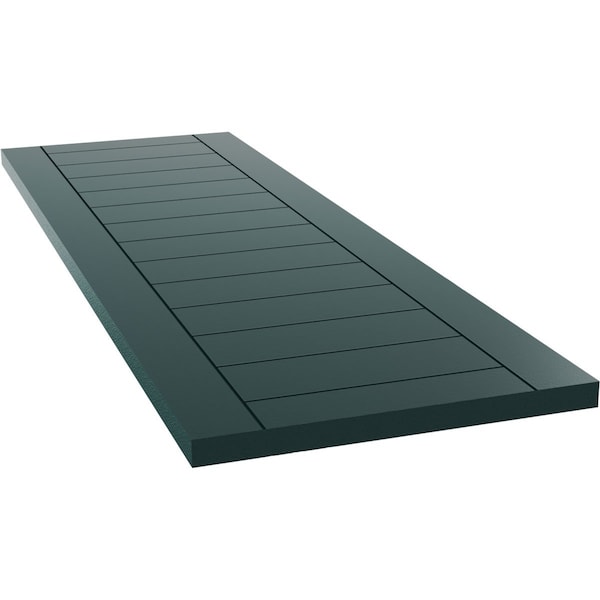Ekena Millwork True Fit PVC Horizontal Slat Framed Modern Style Fixed Mount Shutters, Thermal Green, 12W x 30H, PR - TFP001HF12X030FG