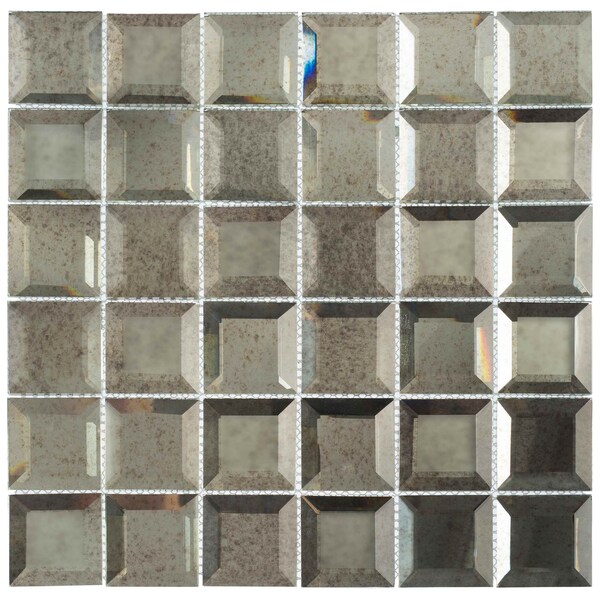 Andova Tiles ANDOVA TILES Novo 2" x 2" Beveled Glass Grid Mosaic Wall Tile - ANDNOV113