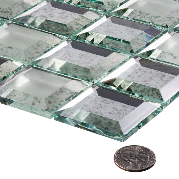 Andova Tiles ANDOVA TILES Novo 2" x 2" Beveled Glass Grid Mosaic Wall Tile - ANDNOV113