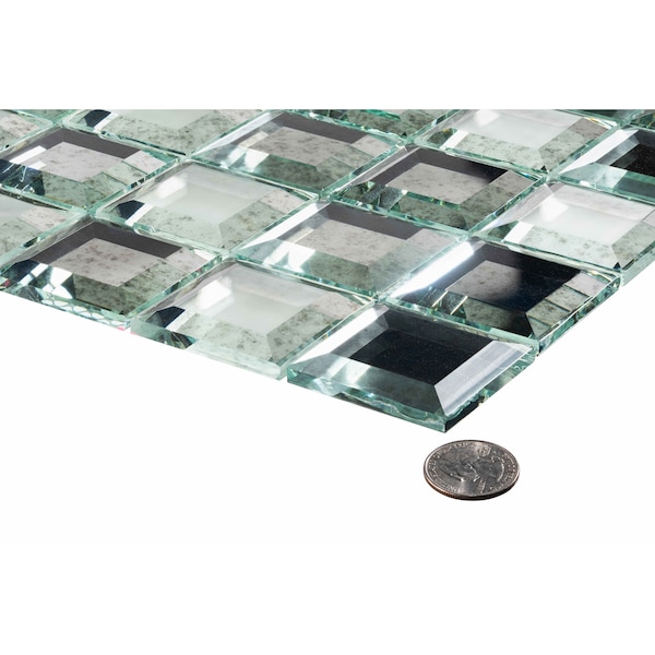 Andova Tiles ANDOVA TILES Novo 2" x 2" Beveled Glass Grid Mosaic Wall Tile - ANDNOV113