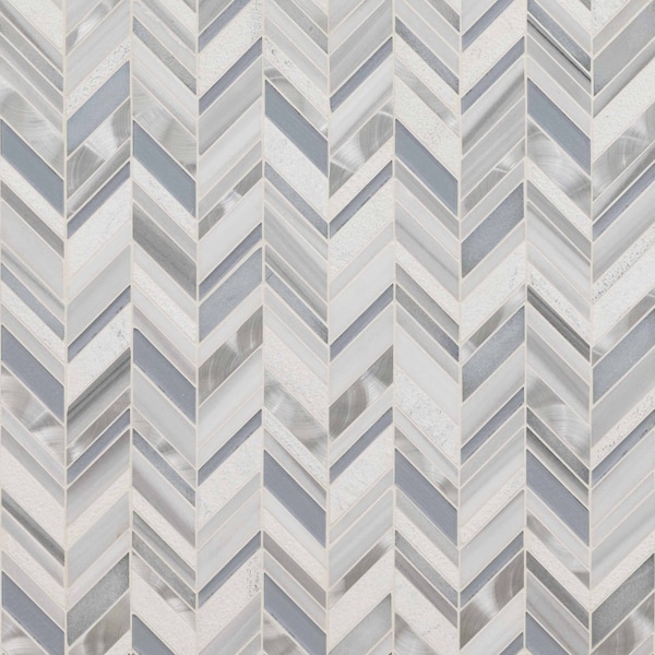Msi Harlow Chevron 11.55 In X 12.48 In. Glass Mosaic Wall Tile, 10PK - ZOR-MD-0417
