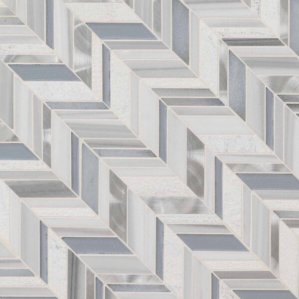 Msi Harlow Chevron 11.55 In X 12.48 In. Glass Mosaic Wall Tile, 10PK - ZOR-MD-0417