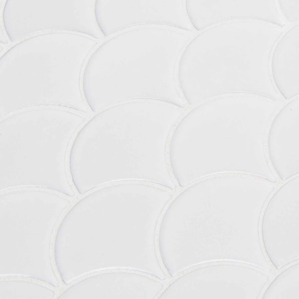 Msi Retro Scallop Bianco 13.11 In. X 9.96 In. X 6Mm Glossy Porcelain Mesh-Mounted Mosaic Tile, 15PK - ZOR-MD-0218