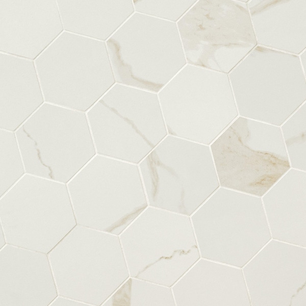 Msi Eden Calacatta 3 In X 3 In. Matte Porcelain Hexagon Floor & Wall Tile, 8PK - ZOR-PT-0635