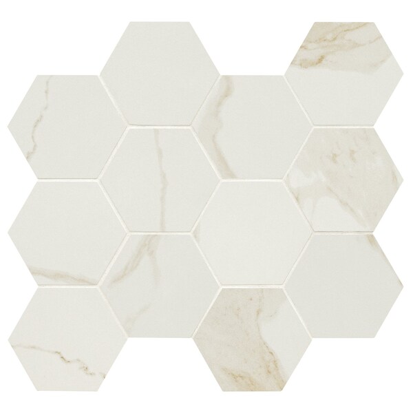 Msi Eden Calacatta 3 In X 3 In. Matte Porcelain Hexagon Floor & Wall Tile, 8PK - ZOR-PT-0635