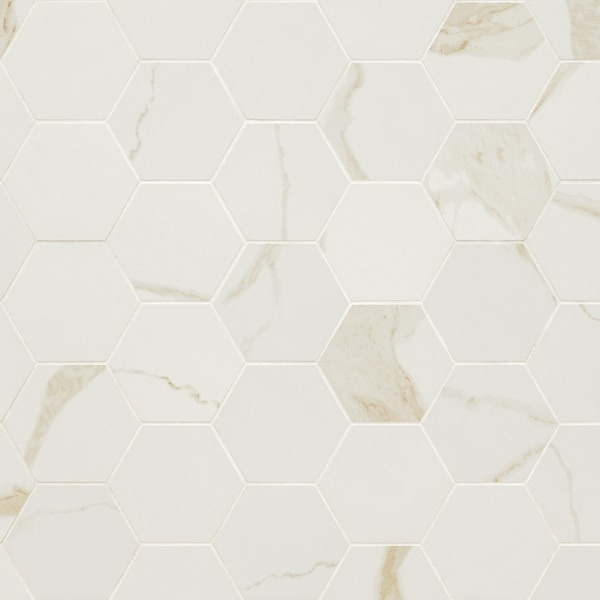 Msi Eden Calacatta 3 In X 3 In. Matte Porcelain Hexagon Floor & Wall Tile, 8PK - ZOR-PT-0635