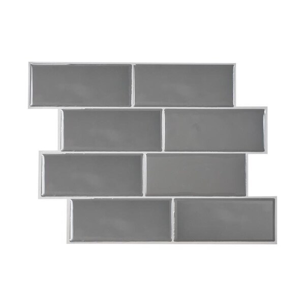 Smart Tiles Smart Tiles 8.38 in. W X 11.56 in. L Gray Mosaic Vinyl Adhesive Wall Tile 4 pc - SM1064-4