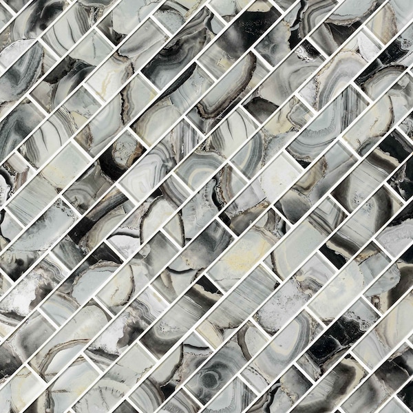 Msi Midnight Agate 12 x 12 Matte Subway Mosaic Glass Wall Tile, 10PK - ZOR-MD-0585
