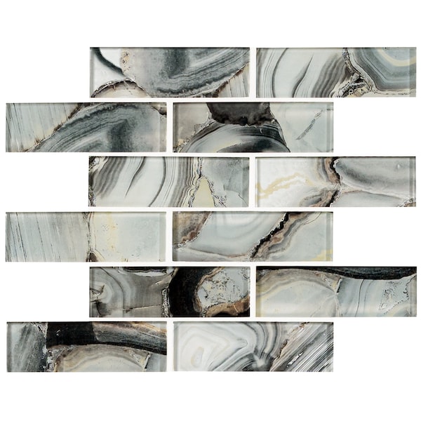 Msi Midnight Agate 12 x 12 Matte Subway Mosaic Glass Wall Tile, 10PK - ZOR-MD-0585