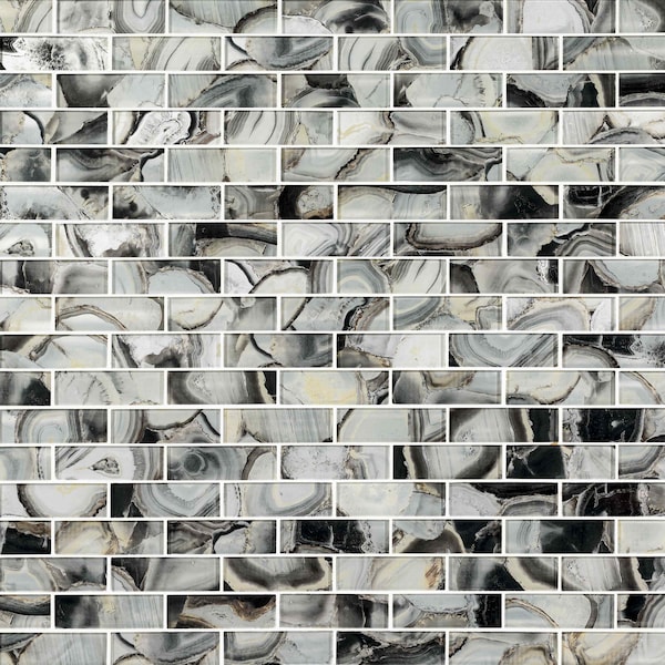 Msi Midnight Agate 12 x 12 Matte Subway Mosaic Glass Wall Tile, 10PK - ZOR-MD-0585