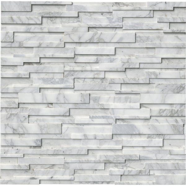 Msi Calacatta Cressa 3D Ledger Corner 6 In. X 18 In. Honed Marble Wall Tile, 6PK - ZOR-PNL-0021