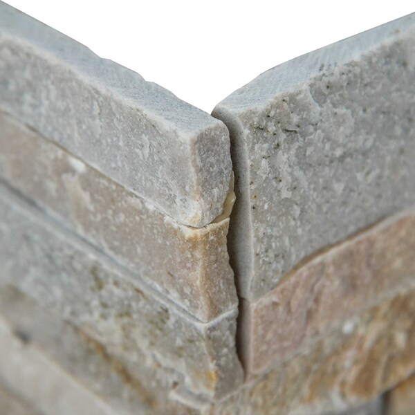 Msi Golden Honey Splitface Ledger Corner 6 In. X 18 In. Natural Quartzite Wall Tile, 6PK - ZOR-PNL-0055