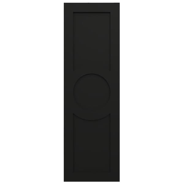 Ekena Millwork True Fit PVC Center Circle Arts & Crafts Fixed Mount Shutters, Black, 18W x 79H, PR - TFP001AC18X079BL
