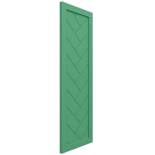 Ekena Millwork True Fit PVC Single Panel Herringbone Modern Style Fixed Mount Shutters, Lilly Pads, 15W x 42H, PR - TFP001HB15X042LP