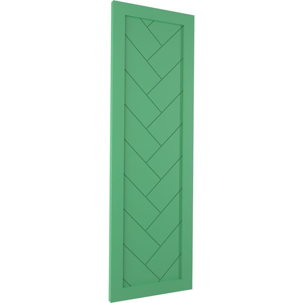 Ekena Millwork True Fit PVC Single Panel Herringbone Modern Style Fixed Mount Shutters, Lilly Pads, 15W x 42H, PR - TFP001HB15X042LP