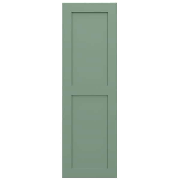 Ekena Millwork True Fit PVC Two Equal Flat Panel Shutters, Track Green, 12W x 64H, PR - TFP101FPF12X064TG