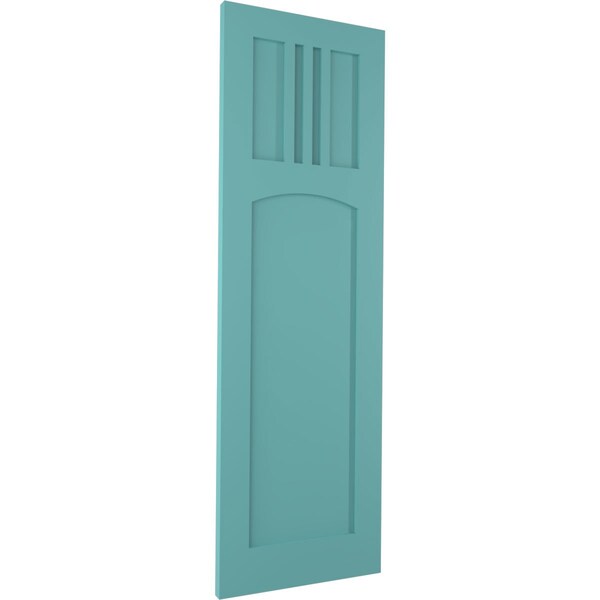 Ekena Millwork True Fit PVC San Miguel Mission Style Fixed Mount Shutters, Pure Turquoise, 12W x 53H, PR - TFP001SM12X053PT