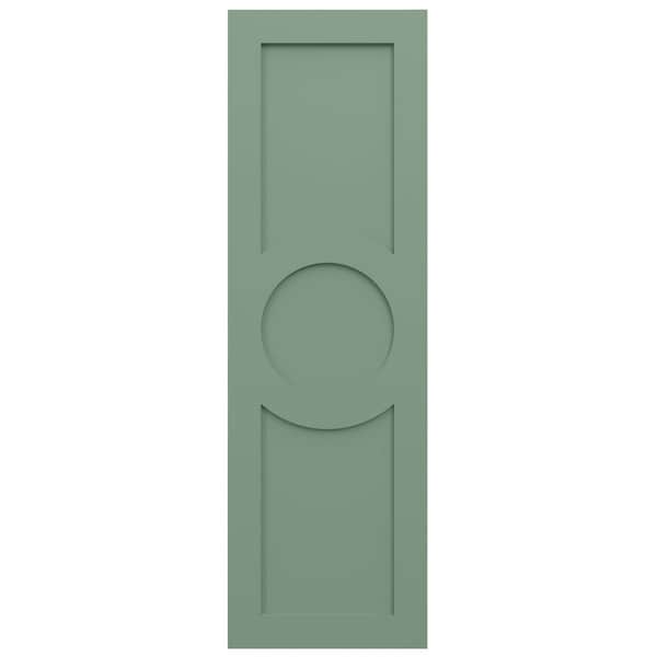 Ekena Millwork True Fit PVC Center Circle Arts & Crafts Fixed Mount Shutters, Track Green, 15W x 45H, PR - TFP001AC15X045TG