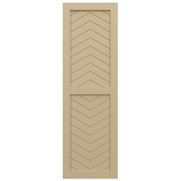 Ekena Millwork True Fit PVC Two Panel Chevron Modern Style Fixed Mount Shutters, Natural Twine, 18W x 58H, PR - TFP101CV18X058NT