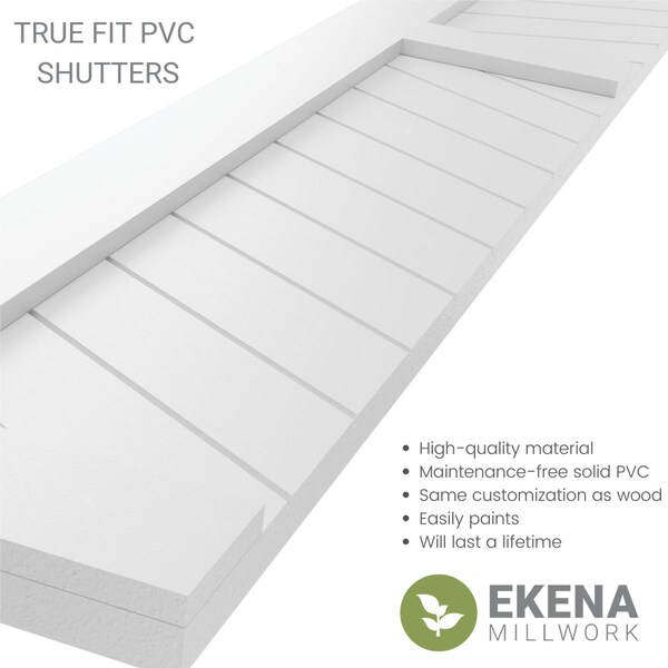 Ekena Millwork True Fit PVC Two Panel Chevron Modern Style Fixed Mount Shutters, Natural Twine, 18W x 58H, PR - TFP101CV18X058NT