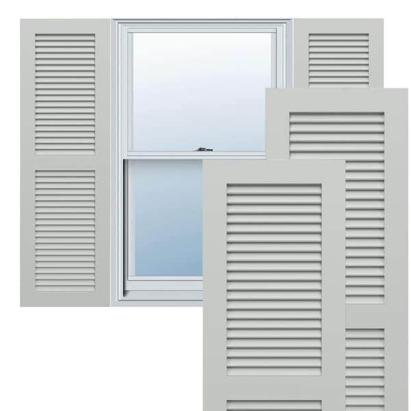 Ekena Millwork True Fit PVC Two Equal Louver Shutters, Hailstorm Gray, 15W x 34H, PR - TFP101LVF15X034ST
