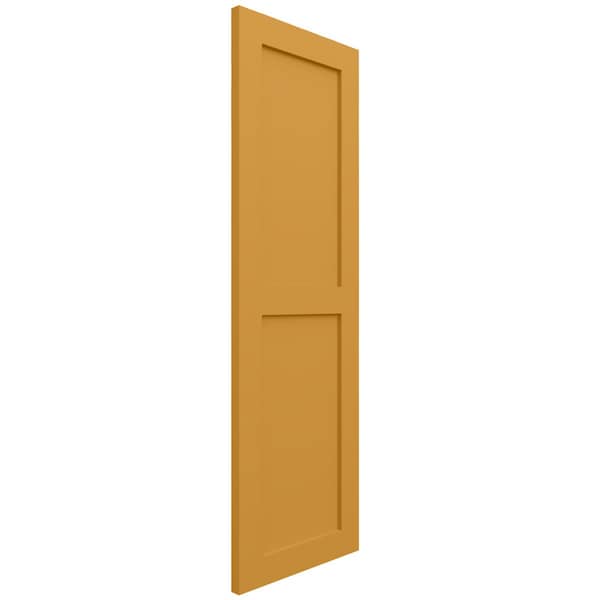 Ekena Millwork True Fit PVC Two Equal Flat Panel Shutters, Turmeric, 12W x 46H, PR - TFP101FPF12X046TU