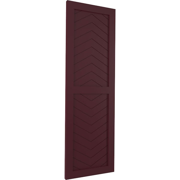 Ekena Millwork True Fit PVC Two Panel Chevron Modern Style Fixed Mount Shutters, Wine Red, 12W x 63H, PR - TFP101CV12X063WR