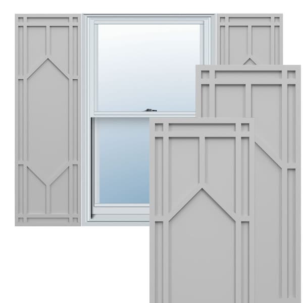 Ekena Millwork True Fit PVC Shaker Fixed Mount Shutters, Primed, 18"W x 75"H - TFP001SK18X075PR
