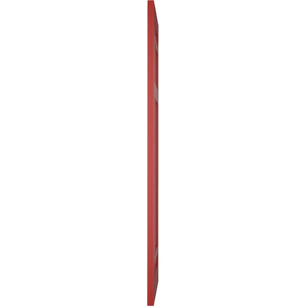 Ekena Millwork True Fit PVC San Juan Capistrano Mission Style Fixed Mount Shutters, Fire Red, 12W x 56H, PR - TFP001SJ12X056BR