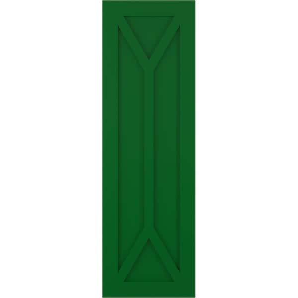 Ekena Millwork True Fit PVC San Carlos Mission Style Fixed Mount Shutters, Viridian Green, 12W x 59H, PR - TFP001SC12X059HG