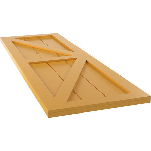 Ekena Millwork True Fit PVC Two Equal Panel Farmhouse Fixed Mount Shutters w/ Z-Bar, Turmeric , 18W x 60H, PR - TFP102FH18X060TU