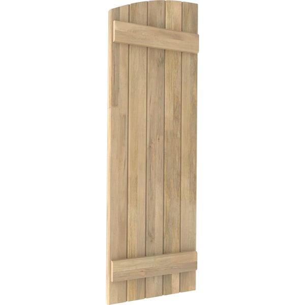 Ekena Millwork Americraft 5-Board (2 Batten) Wood Joined Board-n-Batten Shutters w/Ellipt Top, ARW101BE518X83UNH, PR - ARW101BE518X83UNH