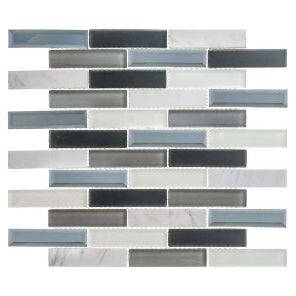 Andova Tiles ANDOVA TILES Mergo 1" x 3" Beveled Marble Brick Joint Mosaic Tile - ANDMER486