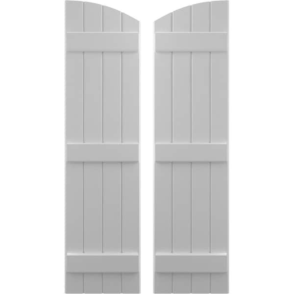 Ekena Millwork Americraft 4-Board (3 Batten) Wood Joined Board-n-Batten Shutters w/ Ellipt Top, ARW401BE414X58PRH - ARW401BE414X58PRH