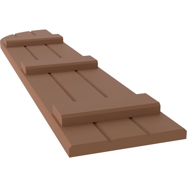 Ekena Millwork Americraft 3-Board (3 Batten) Wood Joined Board-n-Batten Shutters w/ Arch Top, ARW401BQ311X51BTH, PR - ARW401BQ311X51BTH