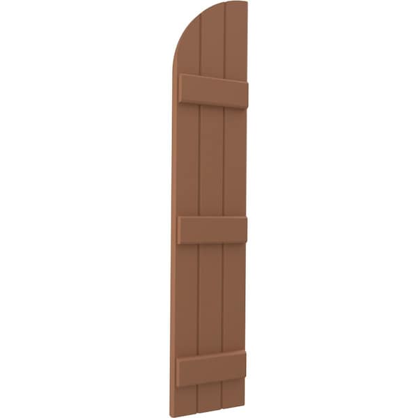 Ekena Millwork Americraft 3-Board (3 Batten) Wood Joined Board-n-Batten Shutters w/ Arch Top, ARW401BQ311X51BTH, PR - ARW401BQ311X51BTH