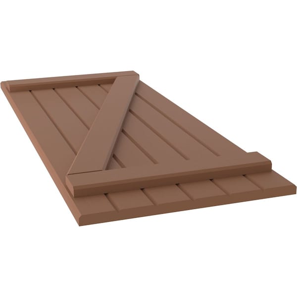 Ekena Millwork Americraft 6-Board (2 Batten) Wood Joined Board-n-Batten Shutters w/ Z-Bar, ARW102BB621X74BTH, PR - ARW102BB621X74BTH
