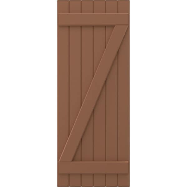 Ekena Millwork Americraft 6-Board (2 Batten) Wood Joined Board-n-Batten Shutters w/ Z-Bar, ARW102BB621X74BTH, PR - ARW102BB621X74BTH