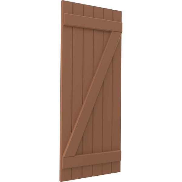 Ekena Millwork Americraft 6-Board (2 Batten) Wood Joined Board-n-Batten Shutters w/ Z-Bar, ARW102BB621X74BTH, PR - ARW102BB621X74BTH