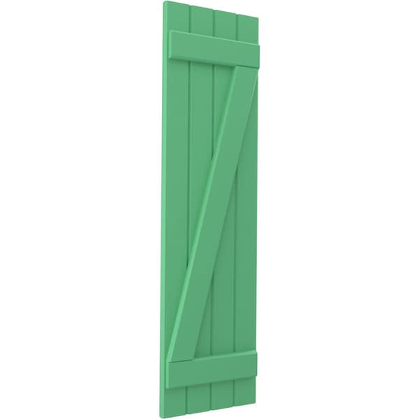 Ekena Millwork Americraft 4-Board (2 Batten) Wood Joined Board-n-Batten Shutters w/ Z-Bar, ARW102BB414X71LPH, PR - ARW102BB414X71LPH