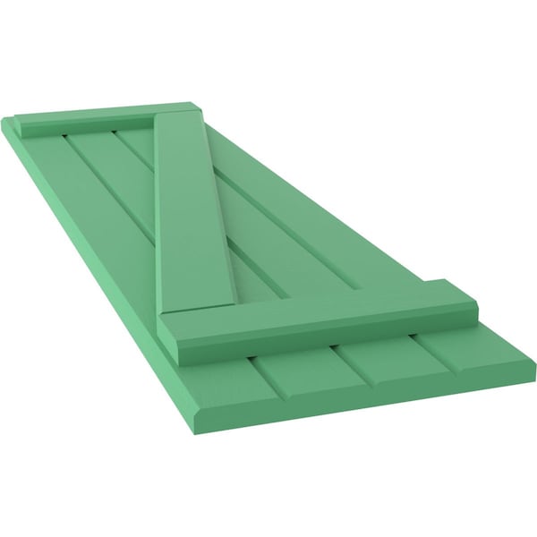 Ekena Millwork Americraft 4-Board (2 Batten) Wood Joined Board-n-Batten Shutters w/ Z-Bar, ARW102BB414X71LPH, PR - ARW102BB414X71LPH