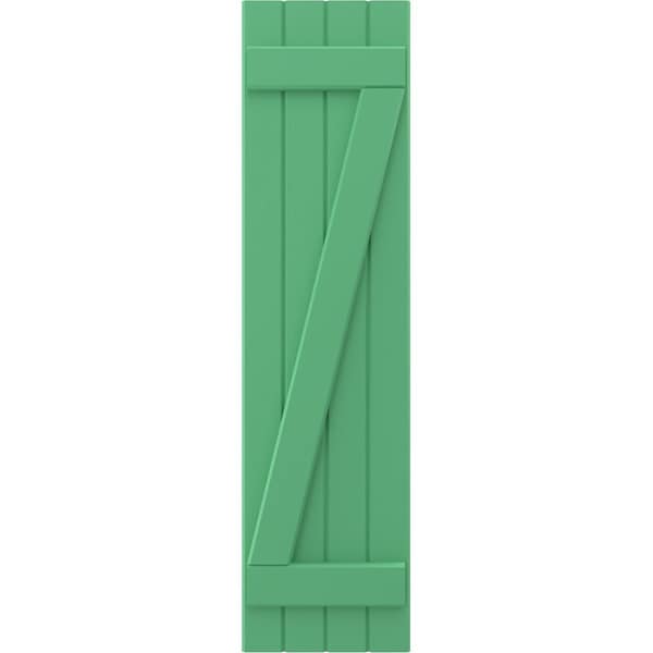 Ekena Millwork Americraft 4-Board (2 Batten) Wood Joined Board-n-Batten Shutters w/ Z-Bar, ARW102BB414X71LPH, PR - ARW102BB414X71LPH
