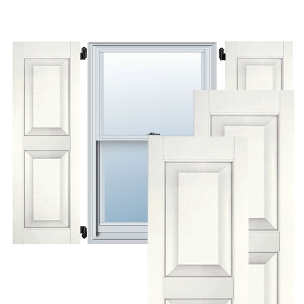 Ekena Millwork 18"W x 37"H Exterior Real Wood Pine Raised Panel Shutters, White PR - RWR18X037WHP