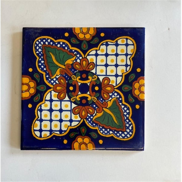 Talavera 6 x 6 in. Mexican Decorative Tiles, L115, 4PK - L115 6X6
