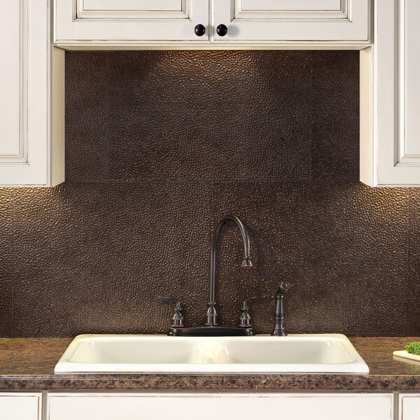 Fasade Fasade 18in x 24in Hammered Smoked Pewter Backsplash Panel 5pk - PB5527