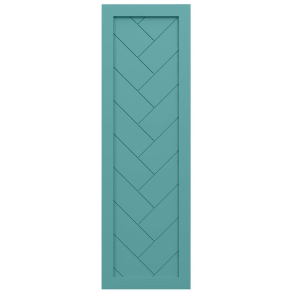 Ekena Millwork True Fit PVC Single Panel Herringbone Modern Style Fixed Mount Shutters, Pure Turquoise, 12"W x 57"H - TFP001HB12X057PT
