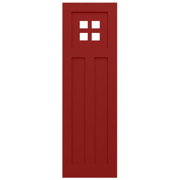 Ekena Millwork True Fit PVC San Antonio Mission Style Fixed Mount Shutters, Fire Red, 18W x 29H, PR - TFP001ST18X029BR