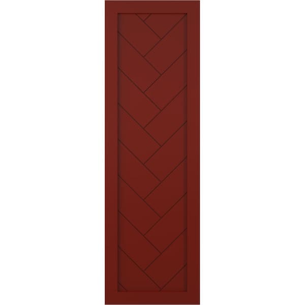 Ekena Millwork True Fit PVC Single Panel Herringbone Modern Style Fixed Mount Shutters, Pepper Red, 15W x 73H, PR - TFP001HB15X073MR