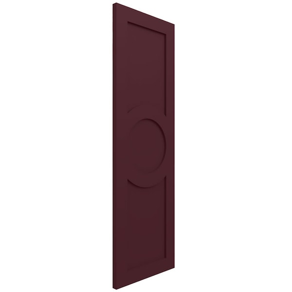 Ekena Millwork True Fit PVC Center Circle Arts & Crafts Fixed Mount Shutters, Wine Red, 15W x 65H, PR - TFP001AC15X065WR