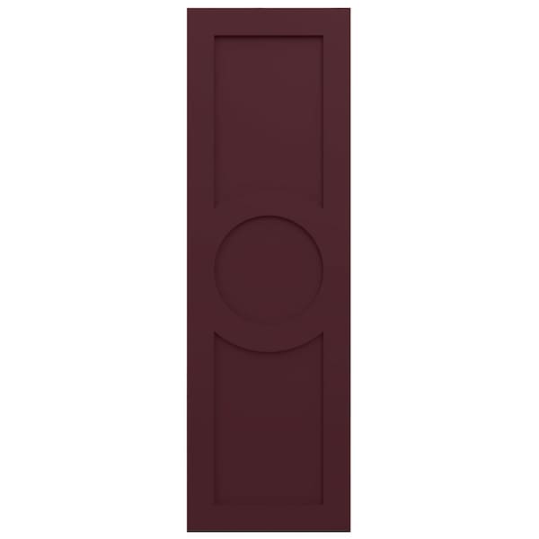 Ekena Millwork True Fit PVC Center Circle Arts & Crafts Fixed Mount Shutters, Wine Red, 15W x 65H, PR - TFP001AC15X065WR